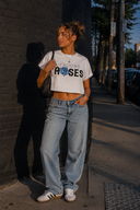 T-SHIRT COURT «J’ADORE LES ROSES»