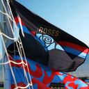Drapeau moyen noir à rayure bicolore 2’ x 3’